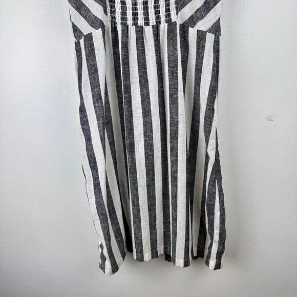 NWT Infinity Raine Love Tree Linen Button Up Stripe V Neck Dress, Size M - Picture 8 of 14